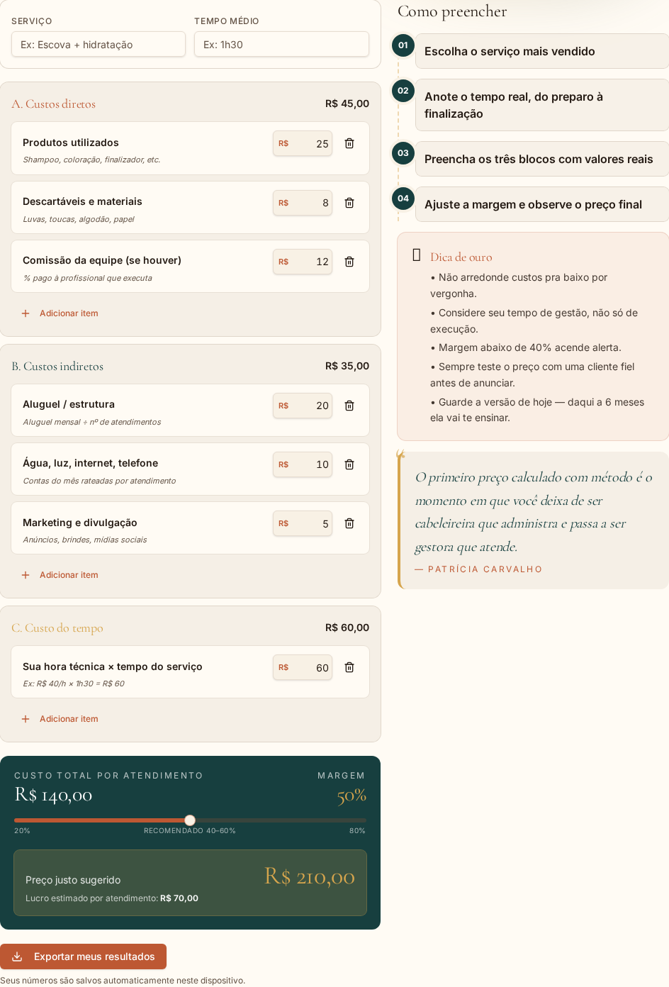 Demonstração do app de cálculo editável do Guia 01
